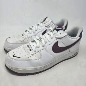 Nike Air Force 1 07 LV8 Utility White Burgundy Mens Shoes Size 12